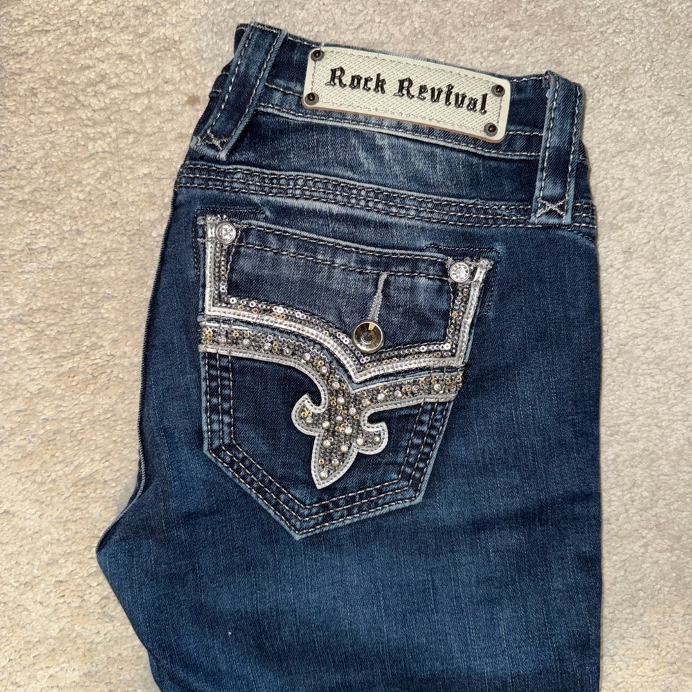Rock Revival Women's Dark Blue Embellished Jeans